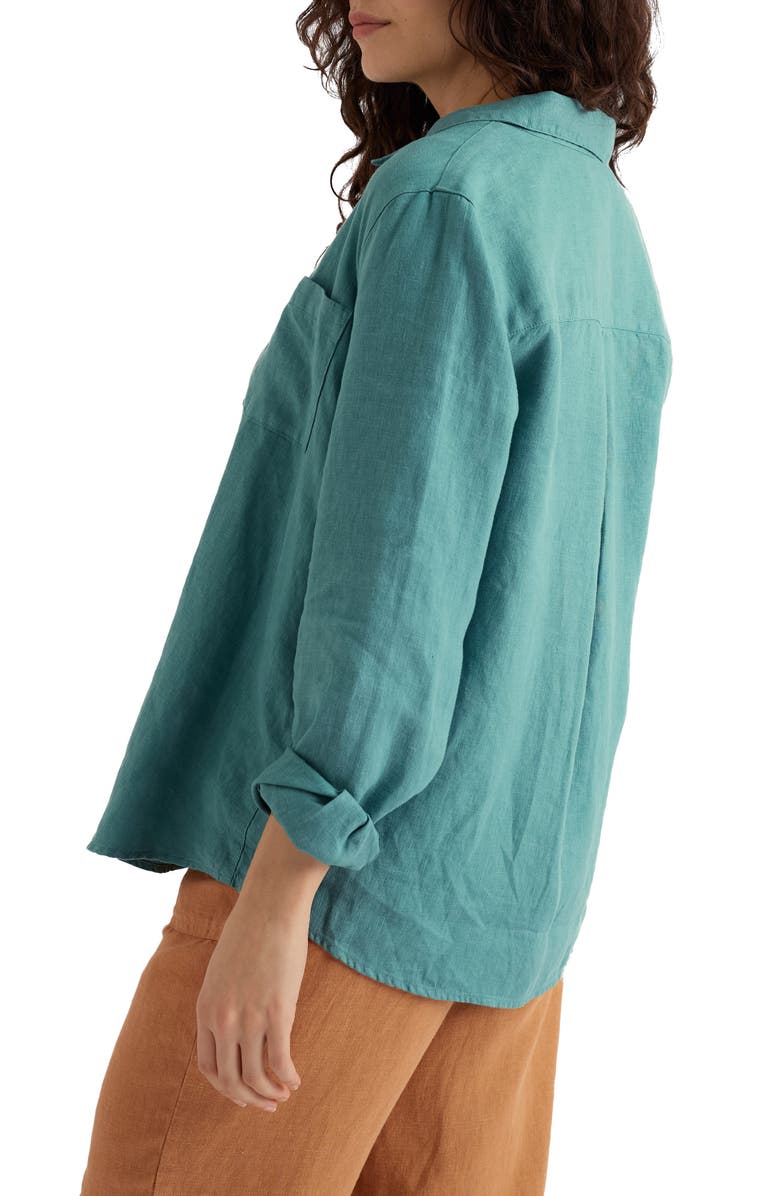 Seasalt Cornwall Hazel Branch Linen Button-Up Shirt, Alternate, color, Riverside