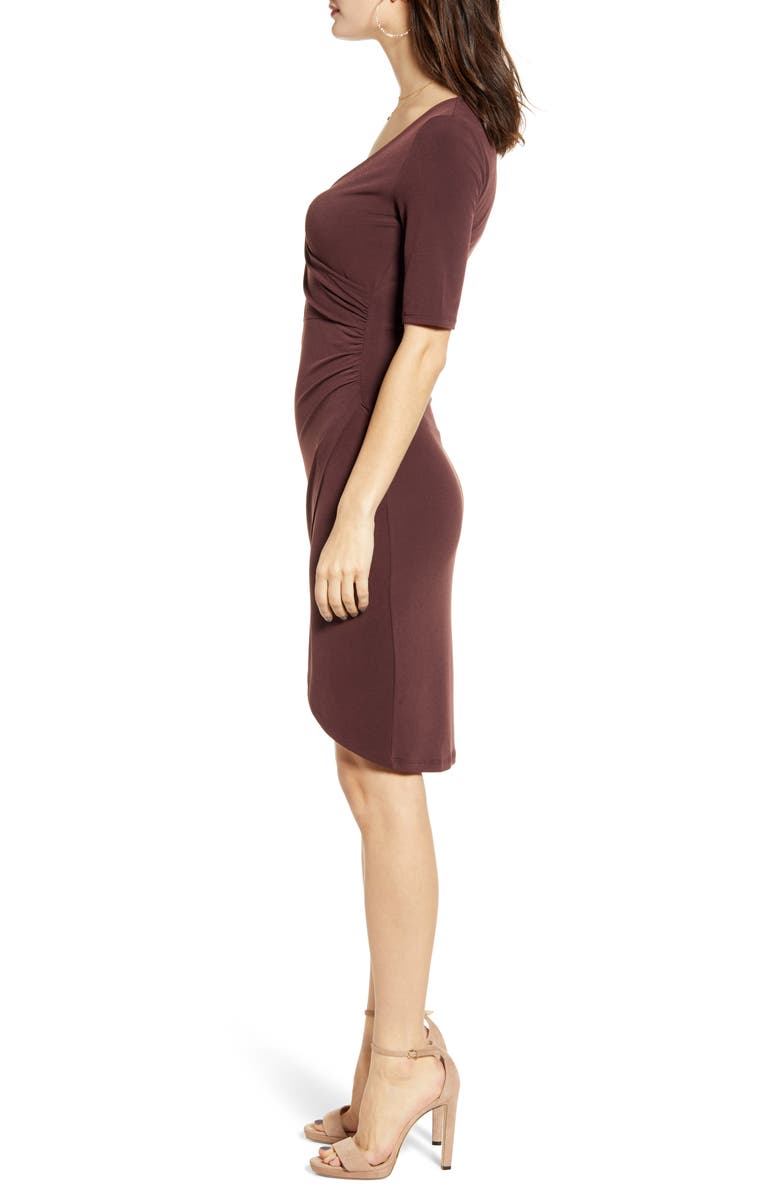 Leith Ruched Wrap Body-Con Dress, Alternate, color, 