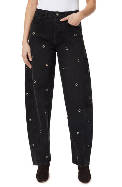 Evie High Waist Grommet Barrel Leg Jeans