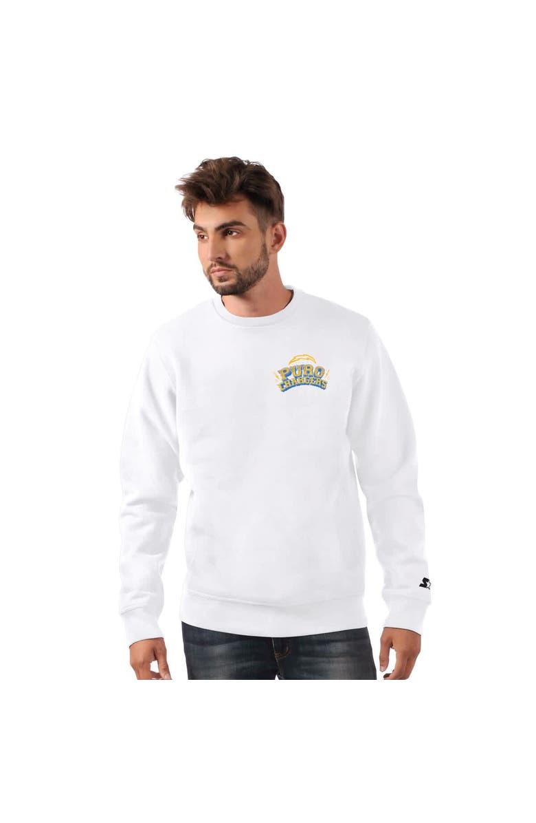 STARTER Men's Starter White Los Angeles Chargers Classic Puro Crew Neck Sweatshirt, Main, color, White