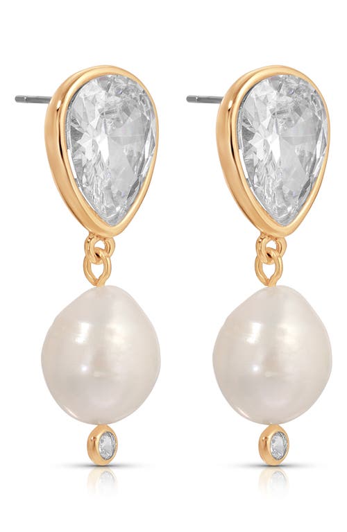 Ettika Eternal Gleam Cubic Zirconia & Freshwater Pearl Drop Earrings In Metallic