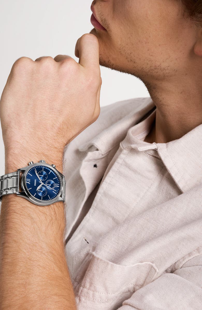 Fossil Fenmore Multifunction Bracelet Watch, 44mm, Alternate, color, Silver