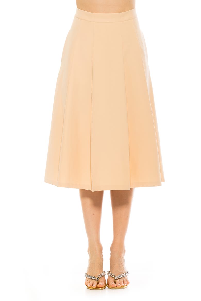 Illia Pleated Midi Skirt, Main, color, BEIGE