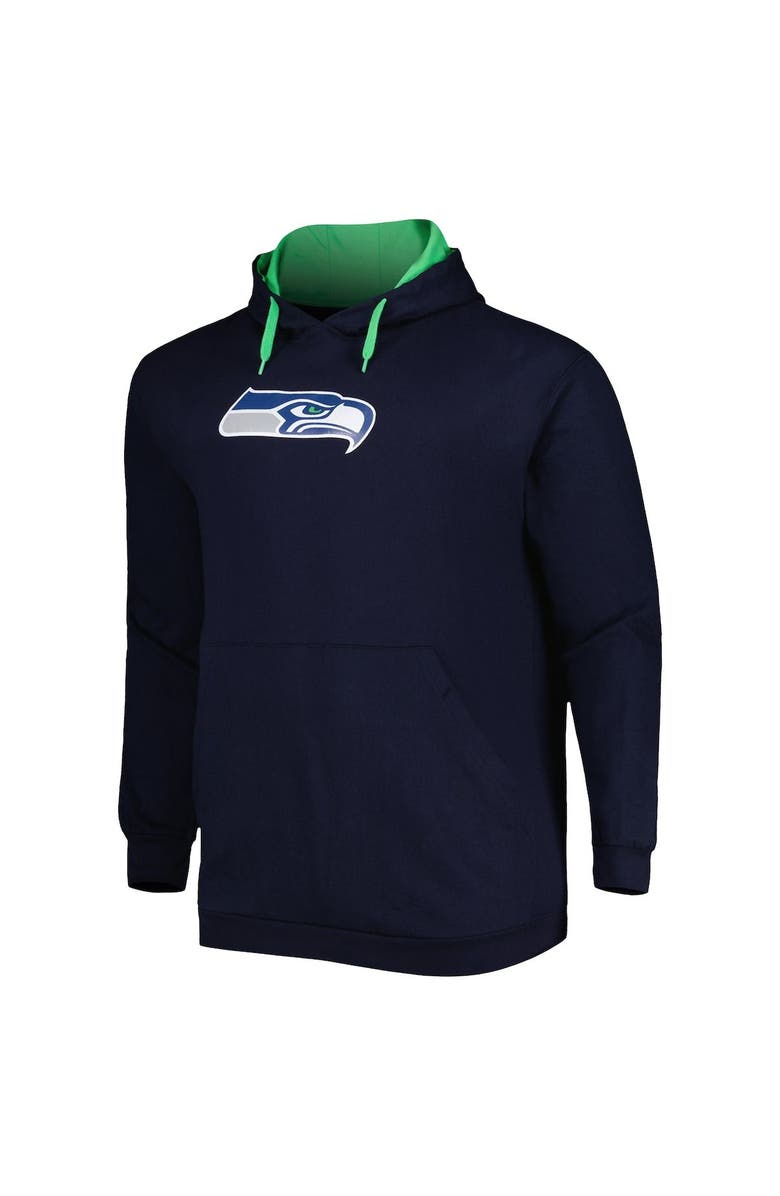 PROFILE Men's College Navy Seattle Seahawks Big & Tall Logo Pullover Hoodie, Alternate, color, 
