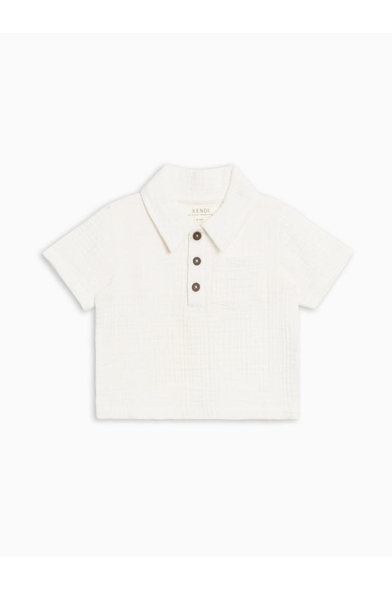 Organic Ezra Muslin Henley, Alternate, color, Coconut