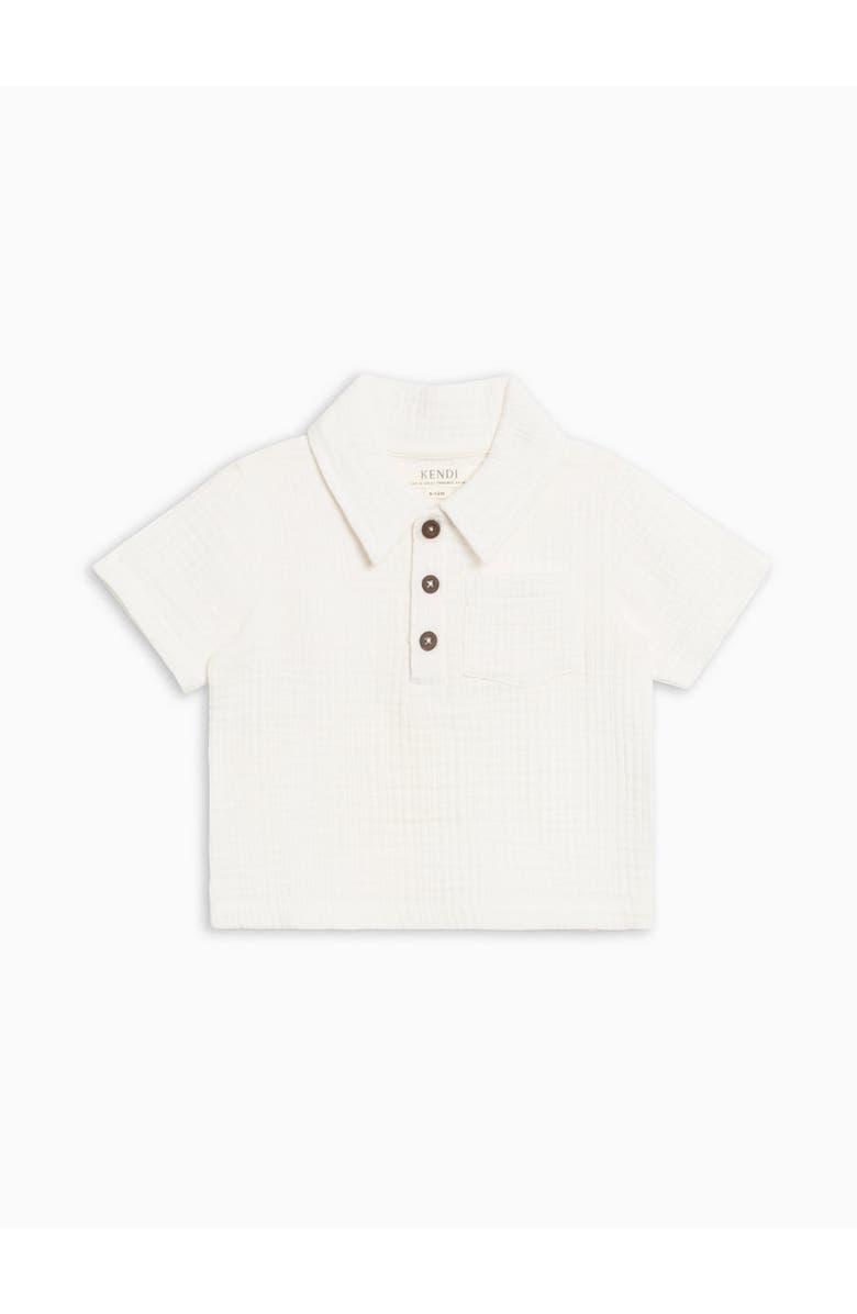 Colroed Organics Organic Ezra Muslin Henley, Alternate, color, Coconut