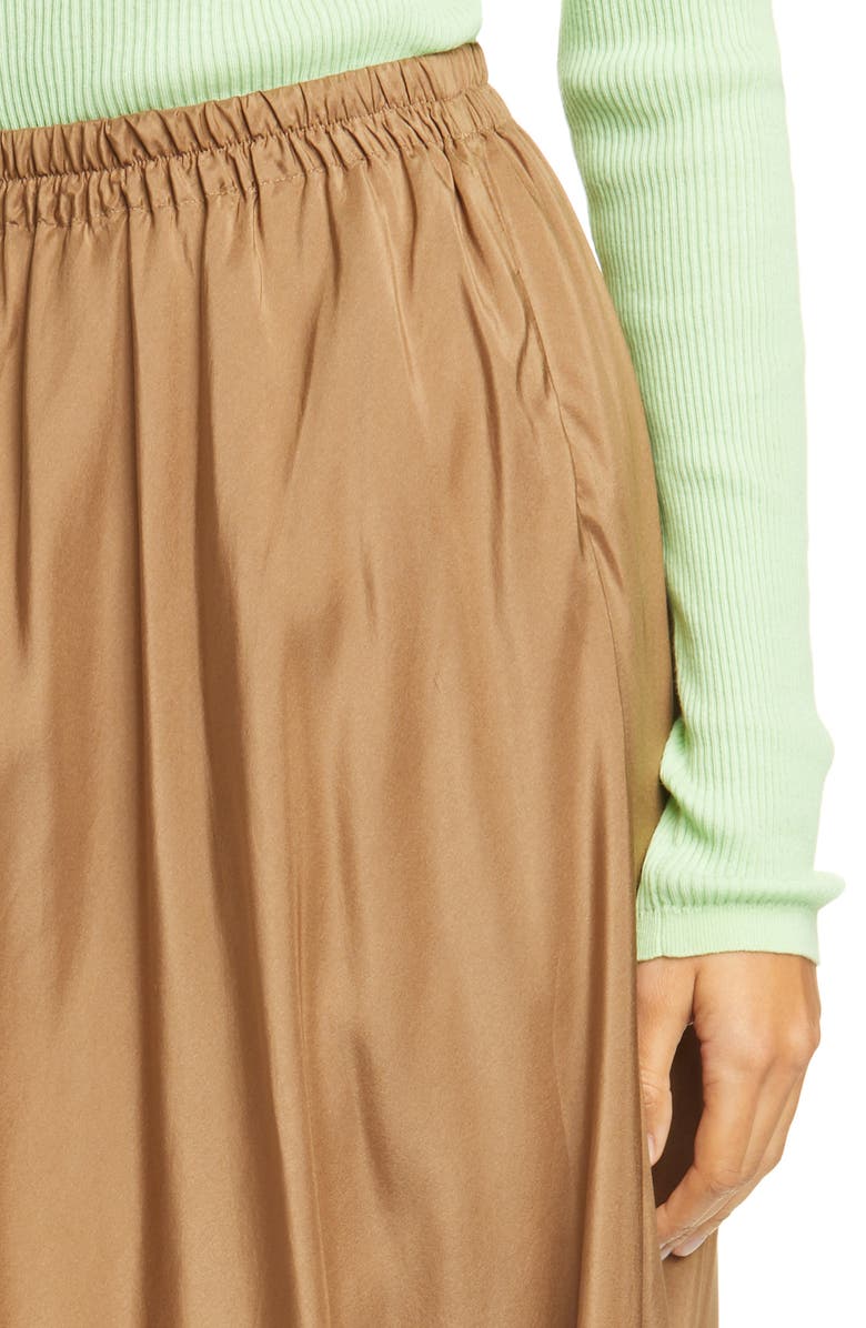 Vince Gathered Silk Midi Skirt, Alternate, color, 
