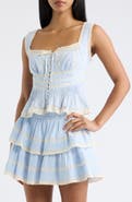 LoveShackFancy Kaelin Lace Trim Ruffle Sleeveless Top