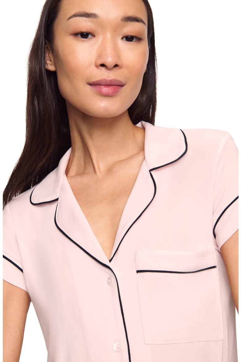 Gisele Short Sleeve Cropped Pajamas, Alternate, color, SORBET/ BLACK