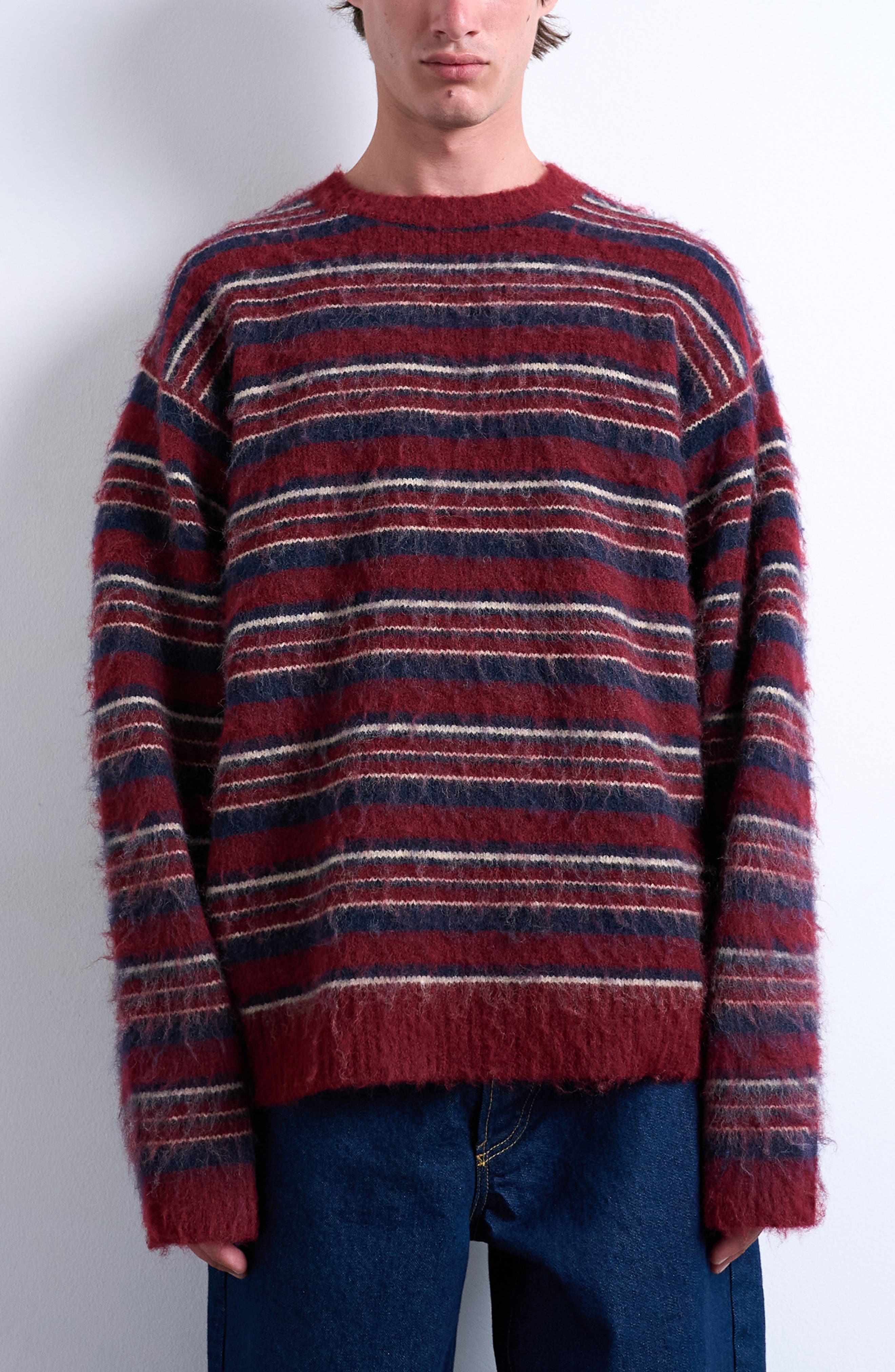 Topman Oversize Stripe Crewneck Sweater