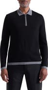 Bugatchi Long Sleeve Merino Wool Quarter Zip Polo Sweater