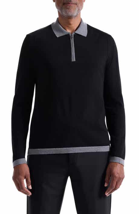 Bugatchi Long Sleeve Merino Wool Quarter Zip Polo Sweater