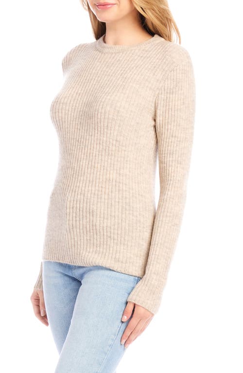 Karen Kane Wide Ribbed Crewneck Sweater In Almond In Brown