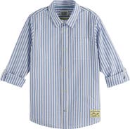 Scotch & Soda Kids' Stripe Cotton Button-Up Shirt