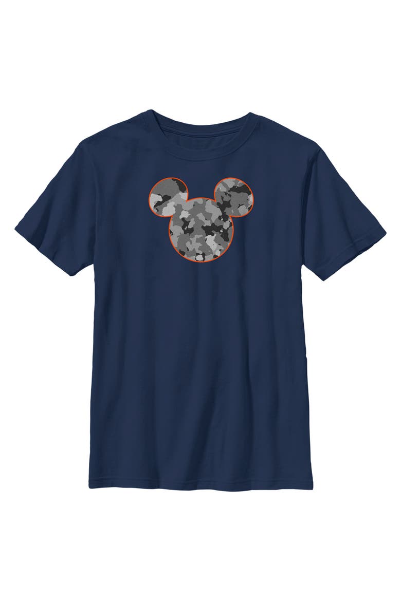 Boys' Mickey Mouse Camo Silhouette Short Sleeve Graphic T-Shirt, Main, color, Navy Blue