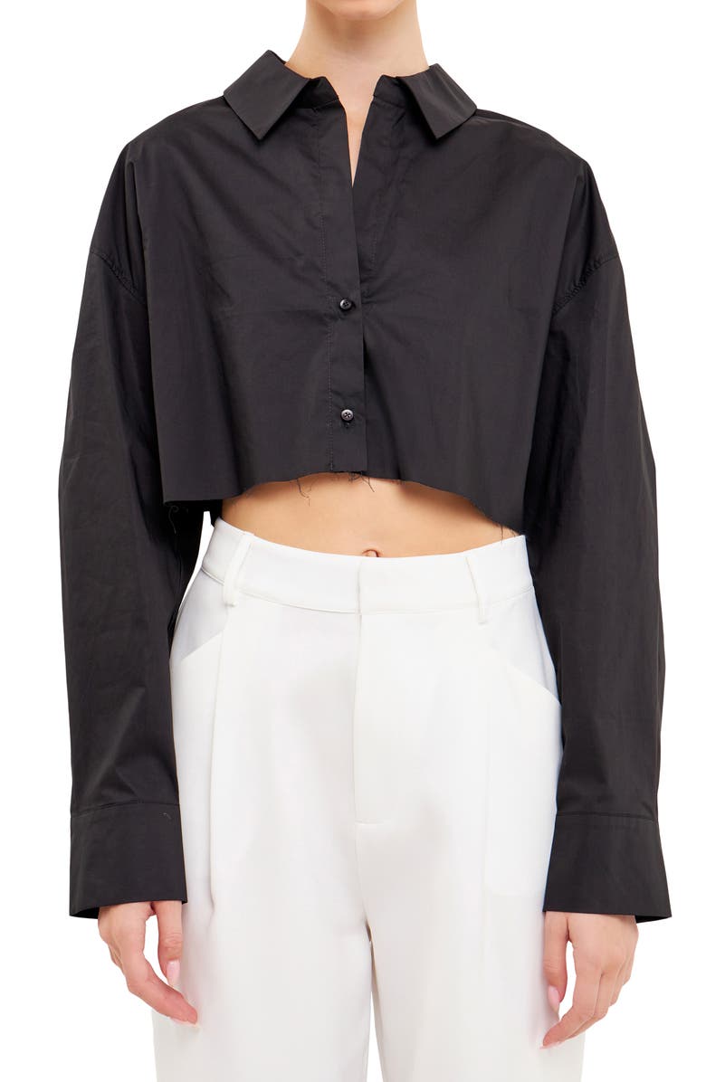 Grey Lab Raw Edge Crop Shirt, Alternate, color,