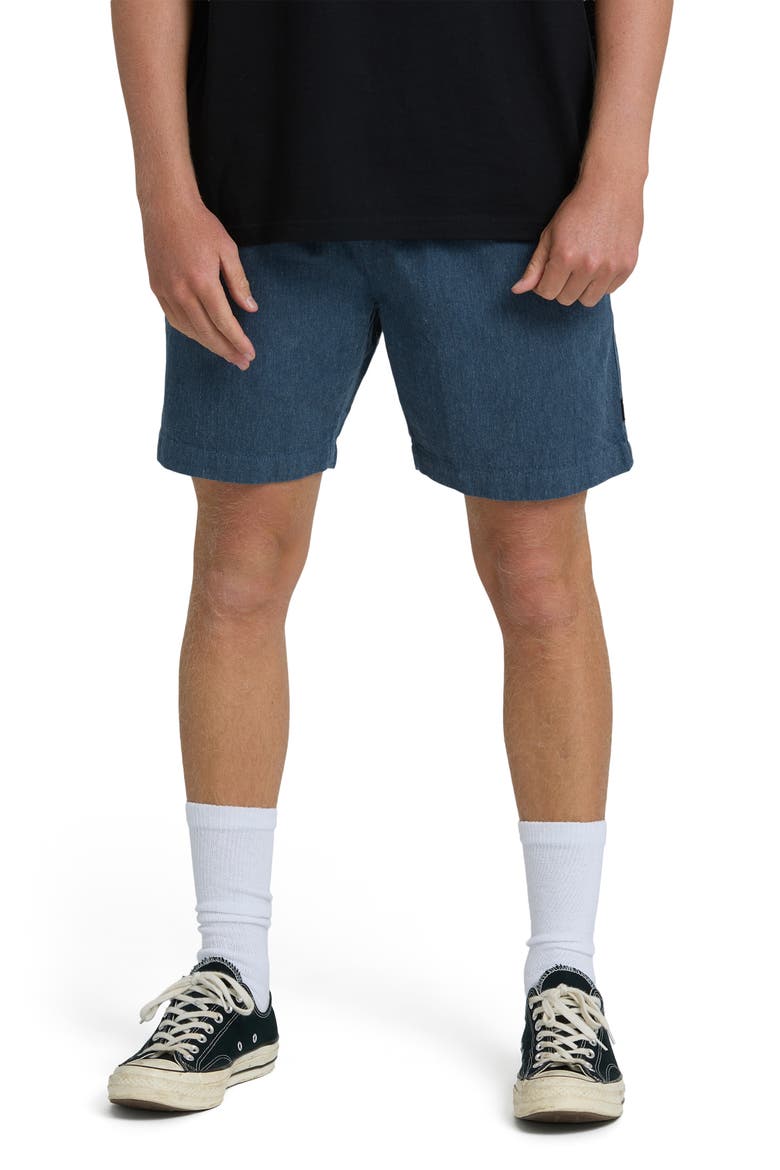 San 'O Layback Cotton & Linen Shorts, Main, color, BLUE HEATHER