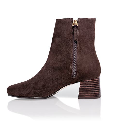 Joan Oloff Shoes Arina Dress Ankle Bootie With A Block Heel In Brown