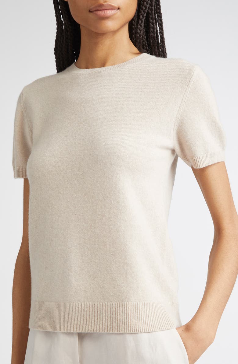 Vince Short Sleeve Wool & Cashmere Sweater, Alternate, color, White Sand