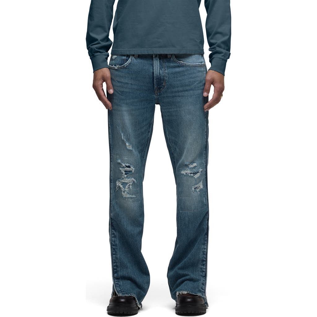 Hudson Jeans Walker Track Distressed Flared Jeans In Blue