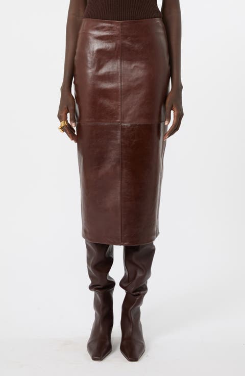 Lappole Leather Midi Skirt