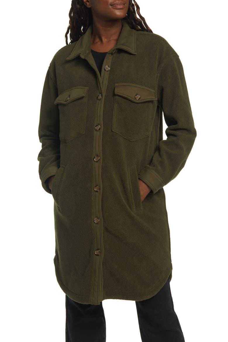 Long Fleece Shacket, Alternate, color, ITS SETTLED