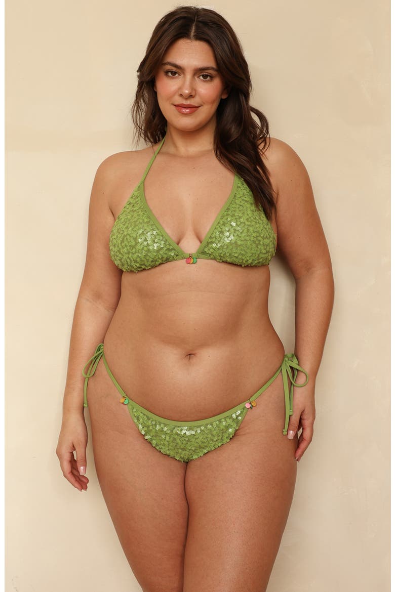 Prince Triangle Bikini Top, Alternate, color, Moss Green