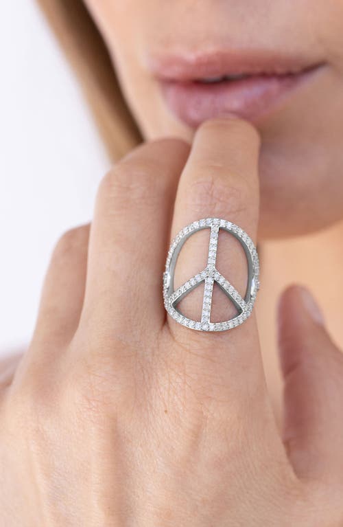 Sheryl Lowe Circular Peace Sign Ring In Sterling Silver