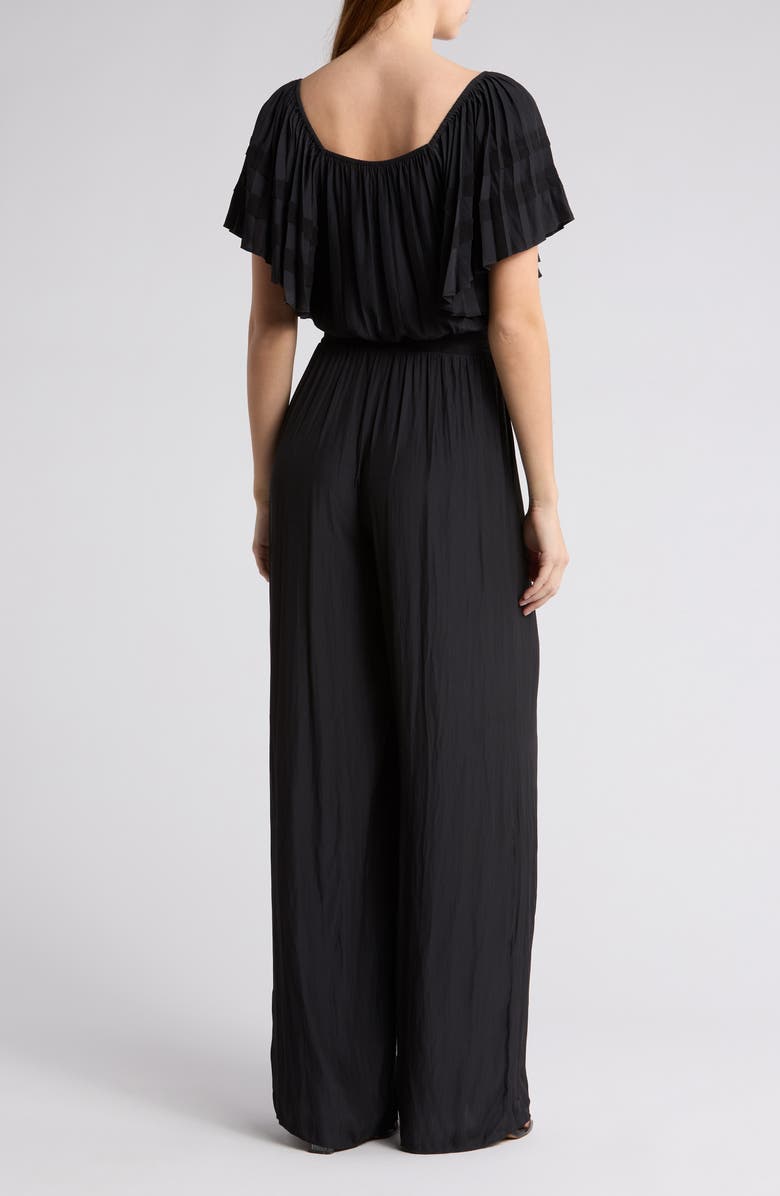 Ramy Brook Tinsley Off the Shoulder Short Sleeve Jumpsuit, Alternate, color, Black