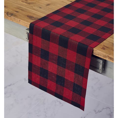 Linen Table Runner for Dining Table, Holiday and Everyday Table Decor - Buffalo Check