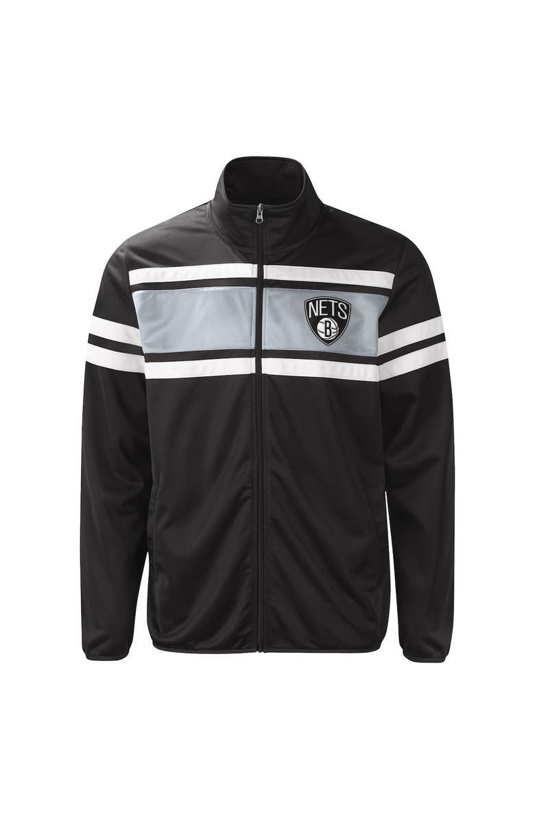 G-III SPORTS BY CARL BANKS Men's G-III Sports by Carl Banks Black Brooklyn Nets Power Pitcher Full-Zip Track Jacket, Alternate, color, Black