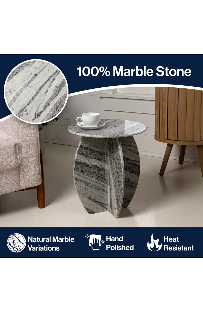 JONATHAN Y Venus 17.5" Contemporary Natural Marble Handmade X-Shaped End Table, Alternate, color, Gray/Black