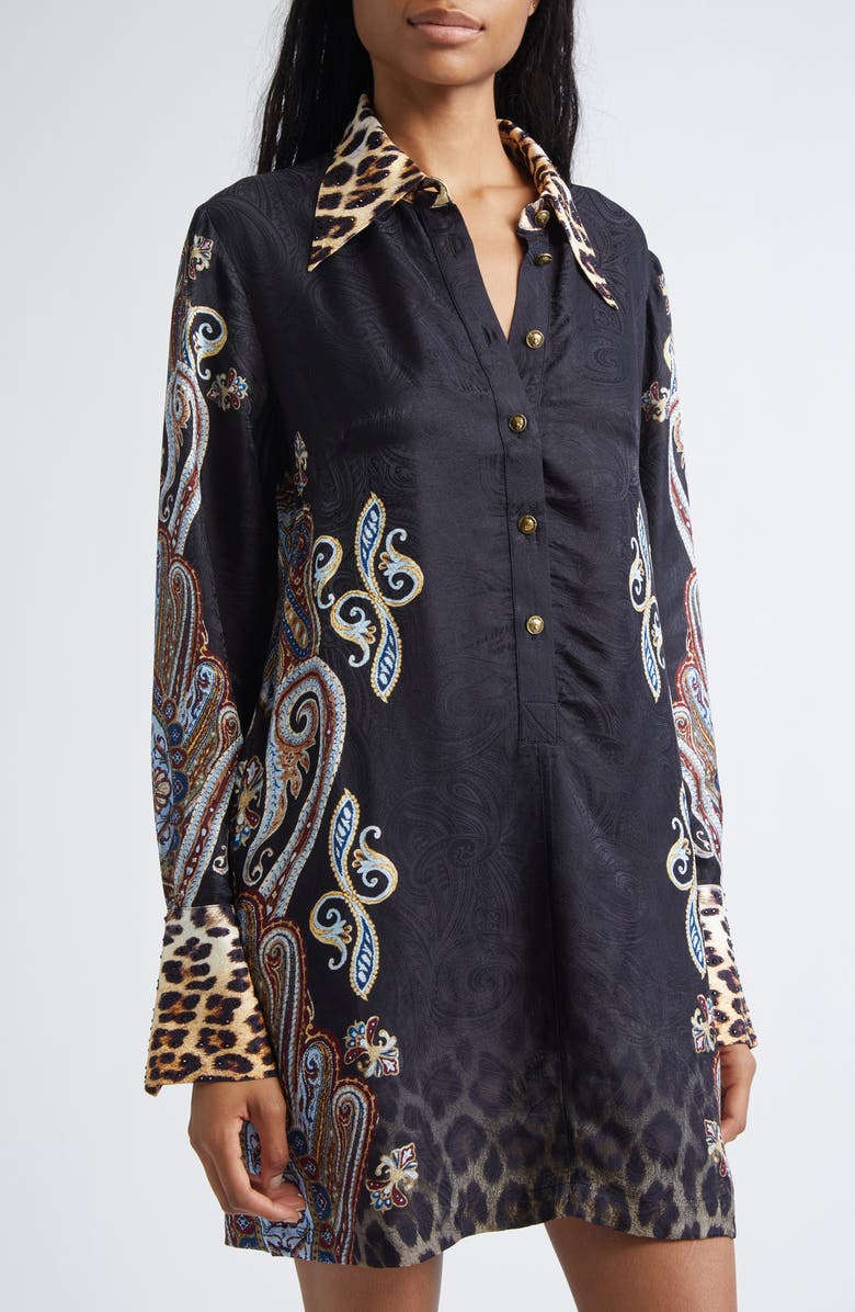 Camilla Istanbul Animalia Long Sleeve Shirtdress, Alternate, color, Istanbul Animalia