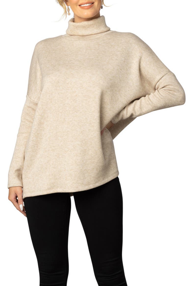 Paris Turtleneck Tunic Sweater, Alternate, color, Oatmeal