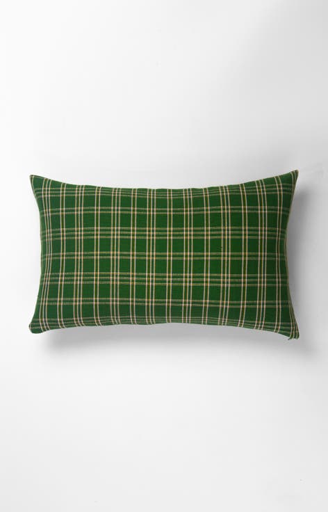 Chiapas Plaid Handwoven Cotton Lumbar Throw Pillow