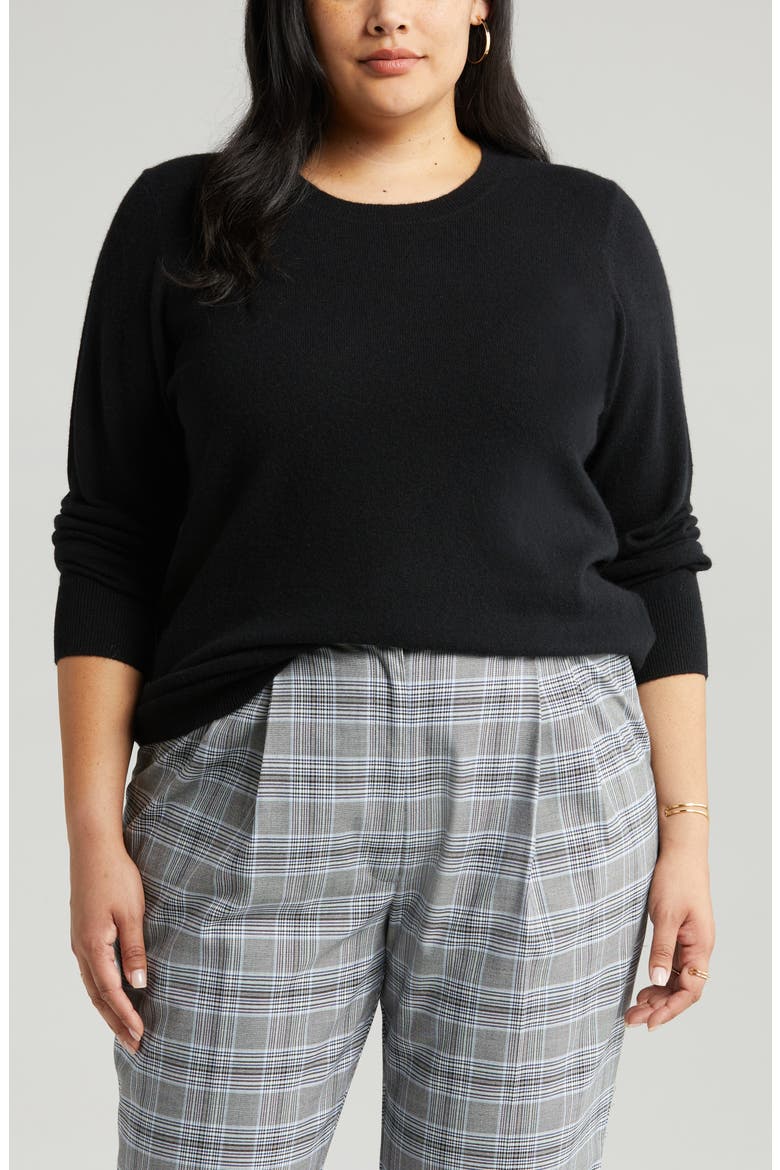 Cashmere Crewneck Sweater, Alternate, color, BLACK