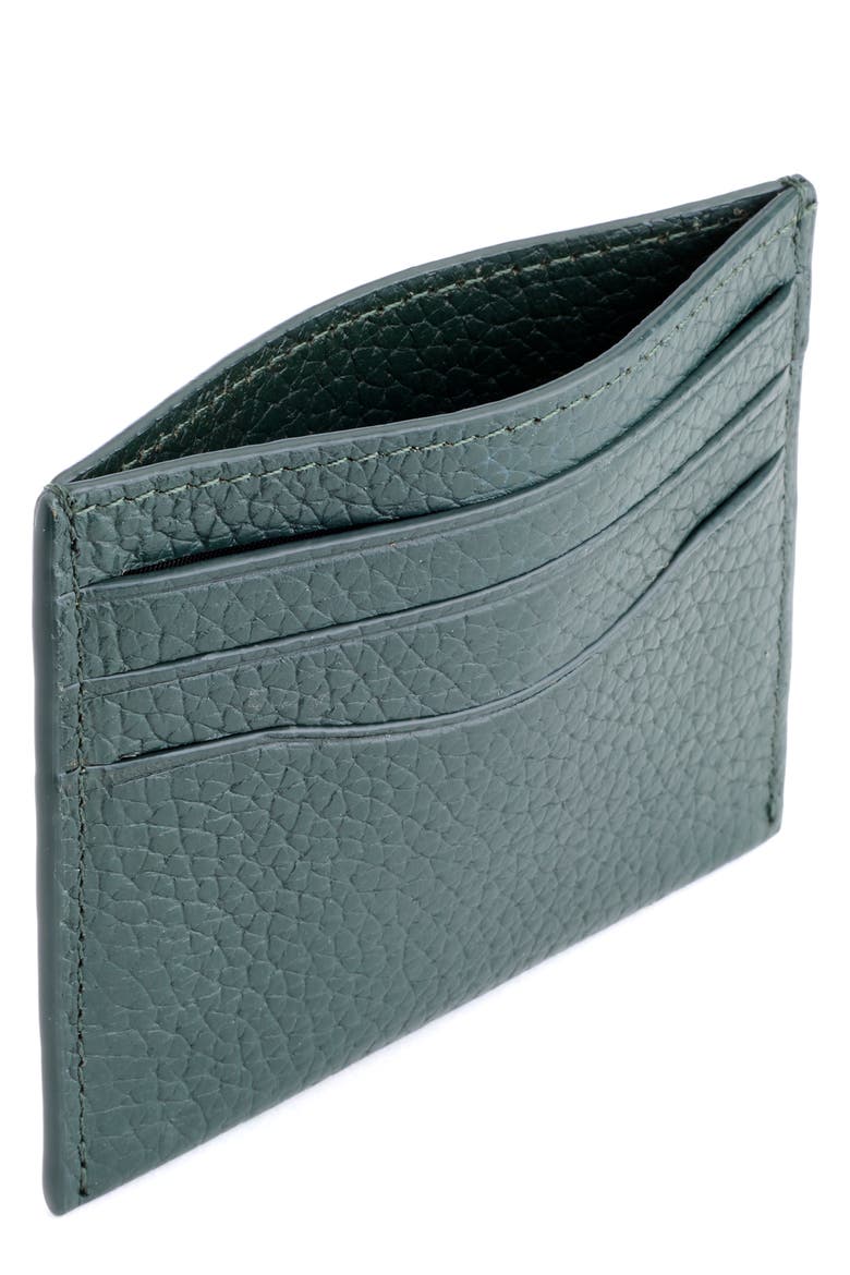 RFID Leather Card Holder, Main, color, DARK GREEN