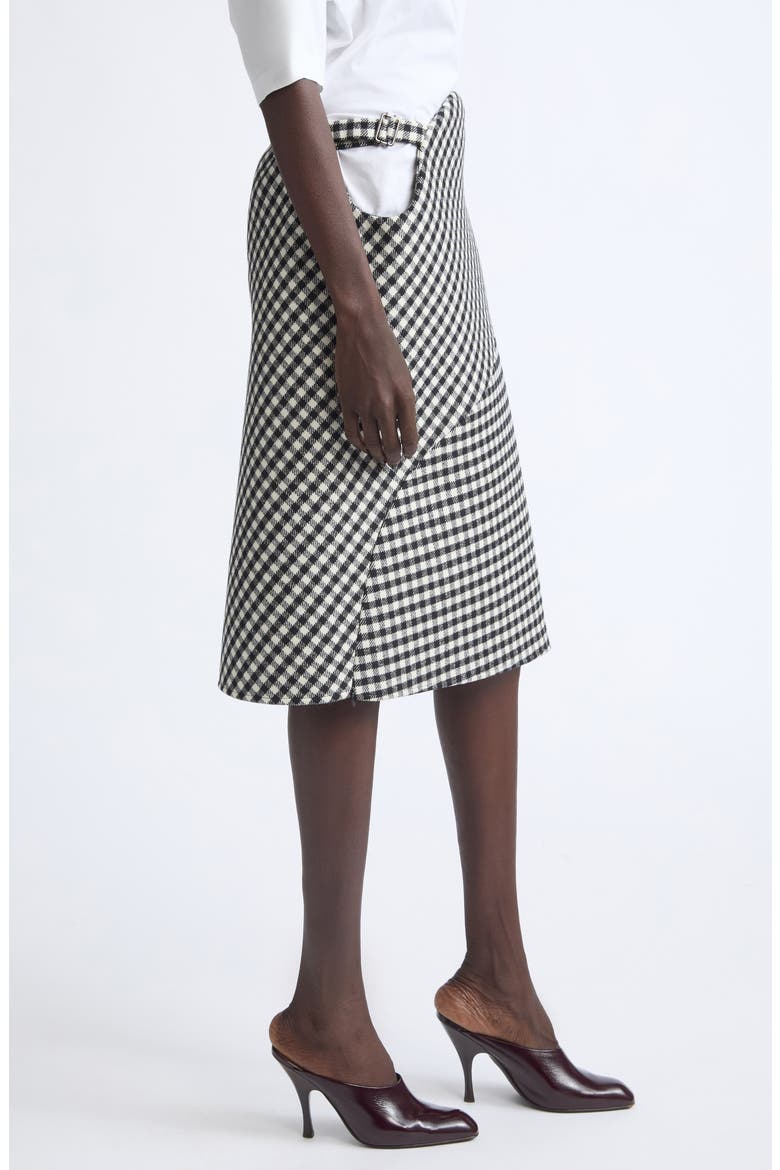 Asymmetric Wool Blend Skirt, Alternate, color, BLACK/ WHITE