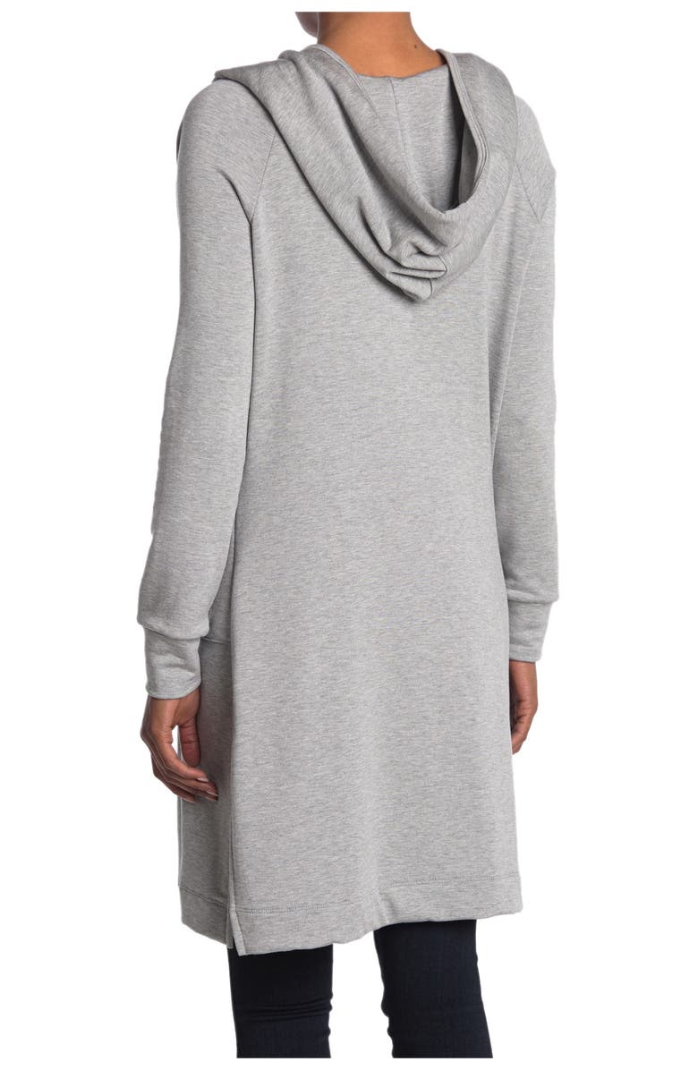 GO COUTURE Knit Hooded Duster, Alternate, color, Heather Grey