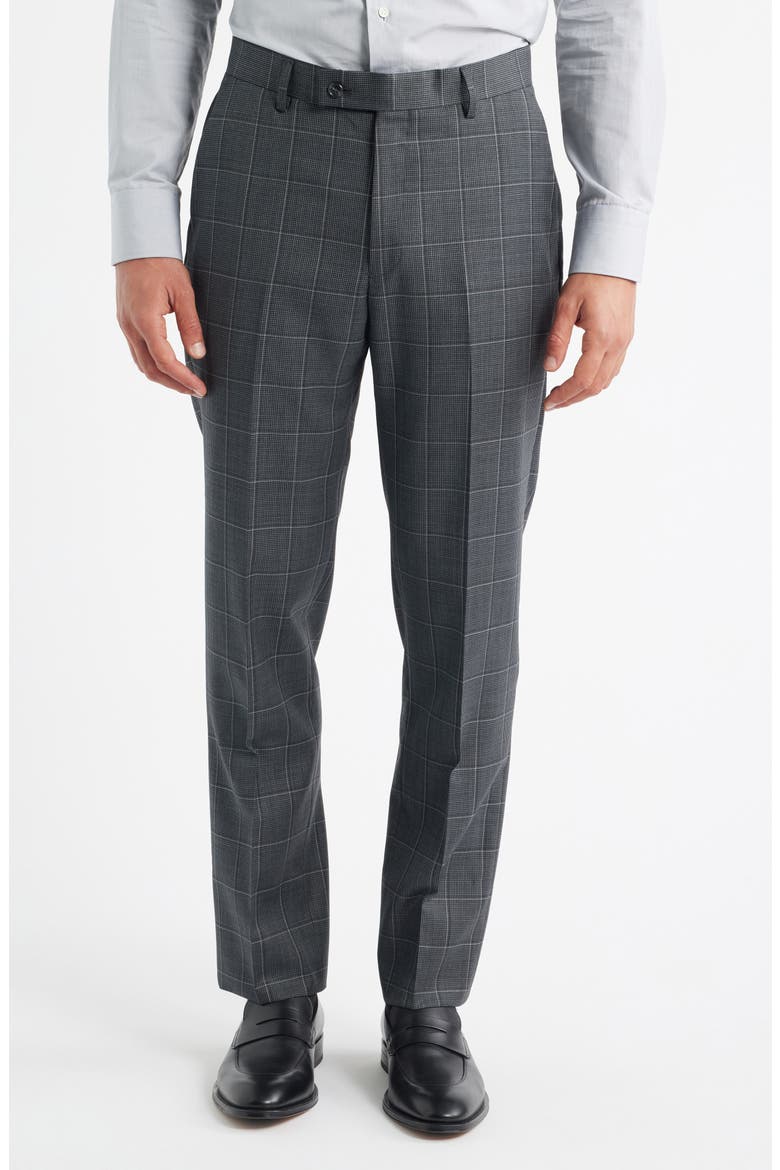 Charcoal Windowpane Check Wool Blend Suit, Main, color, CHARCOAL
