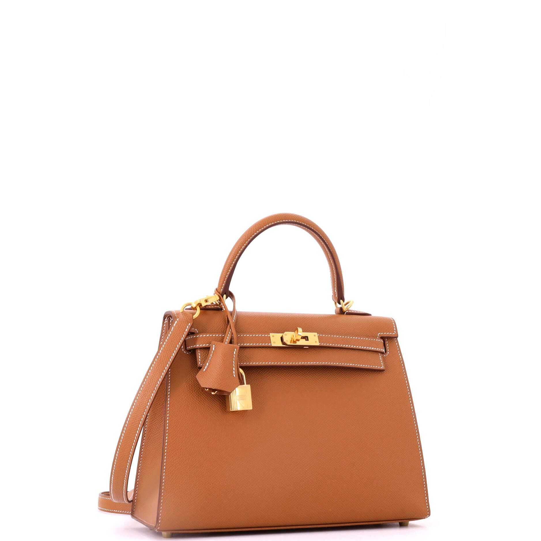 Pre-Owned Hermes Kelly Handbag Brown Epsom with Gold Hardware 25, Alternate, color, Gold