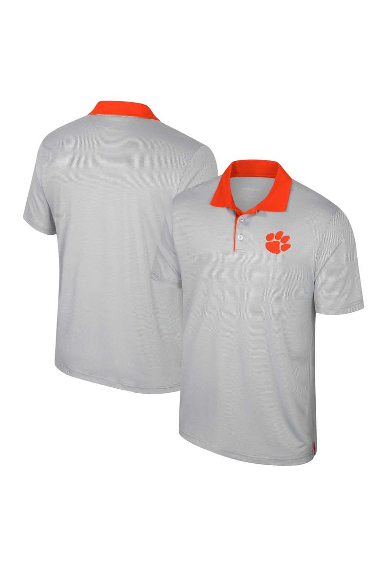 Men's Colosseum Gray Clemson Tigers Big & Tall Tuck Striped Polo, Main, color, Gray