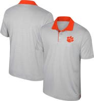 COLOSSEUM Men's Colosseum Gray Clemson Tigers Big & Tall Tuck Striped Polo
