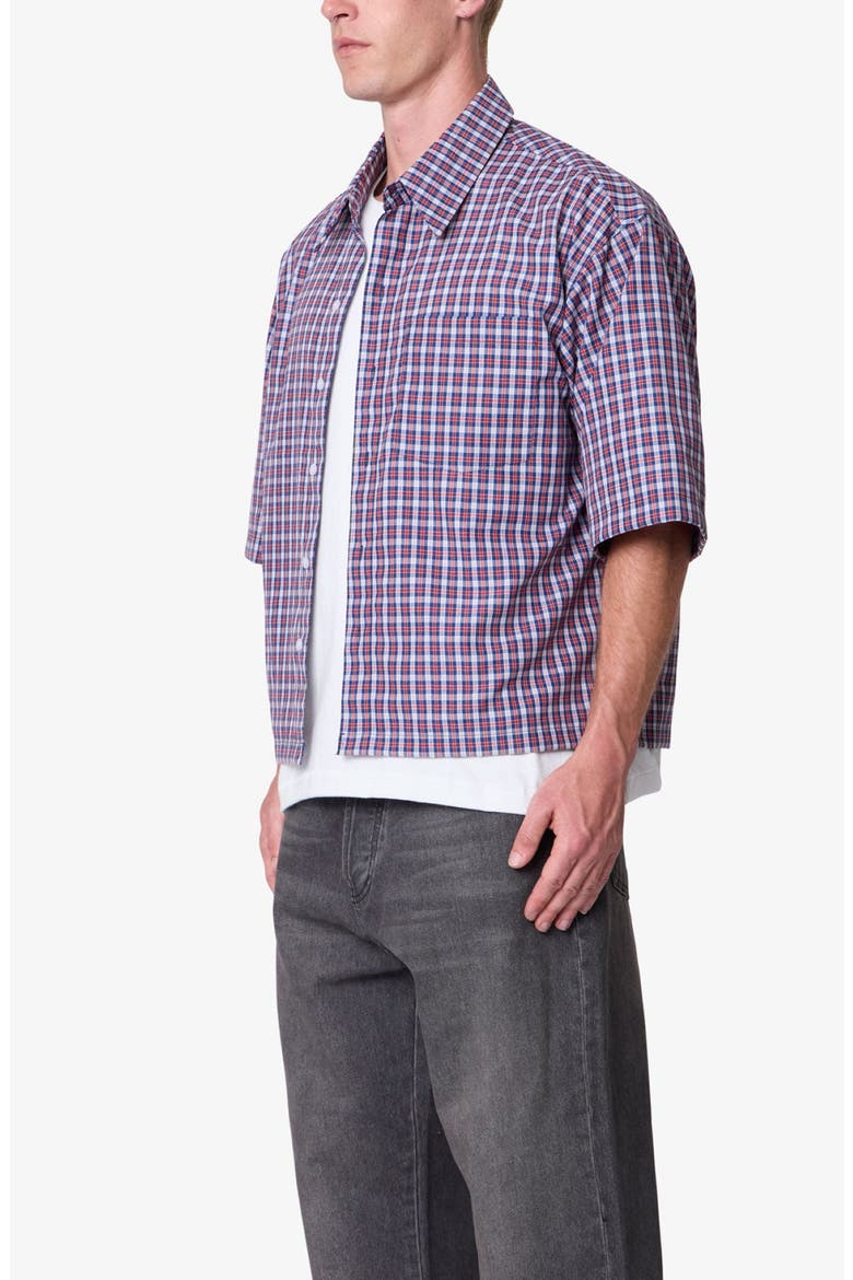 Crispy Plaid Poplin Button-Up Shirt, Alternate, color, RED/ BLUE