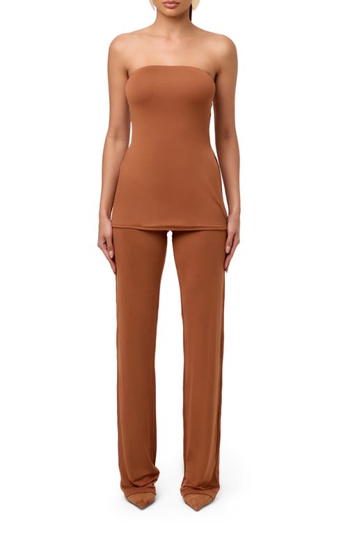 Naked Wardrobe Stretch Modal Tunic Tube Top In Brown