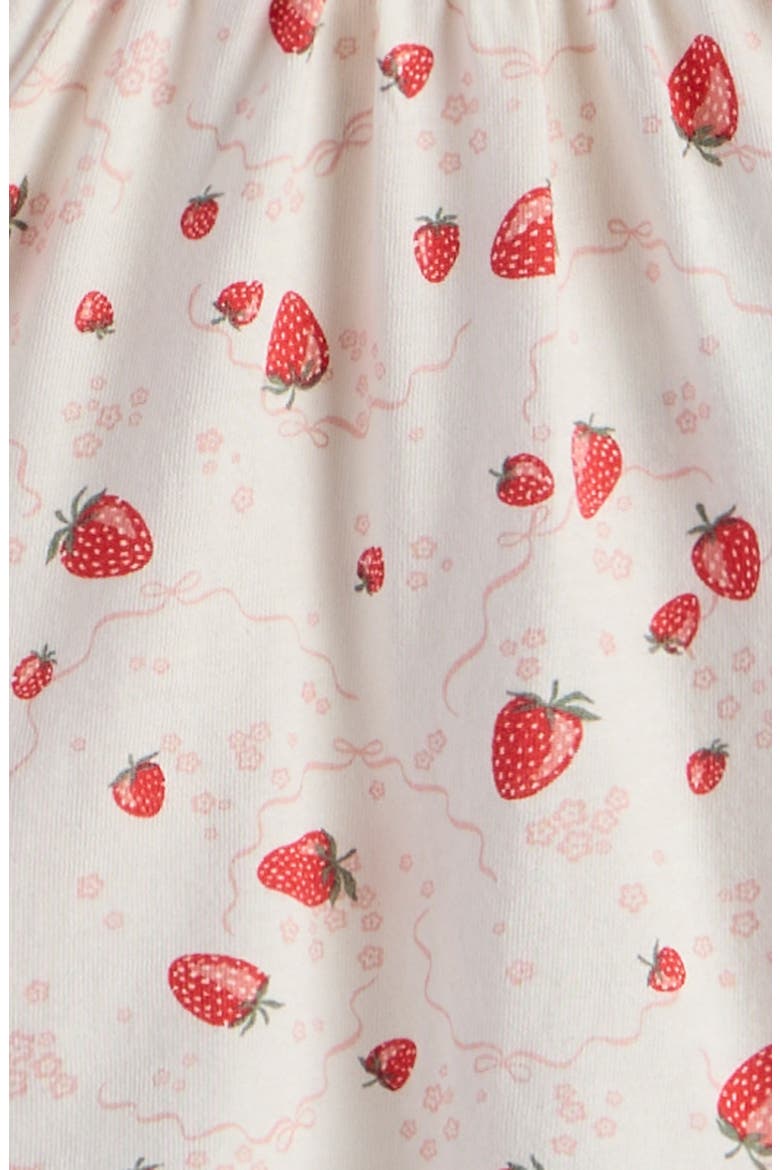Print Cotton Flutter Sleeve Top & Skort Set, Alternate, color, IVORY EGRET STRAWBERRY BOWS