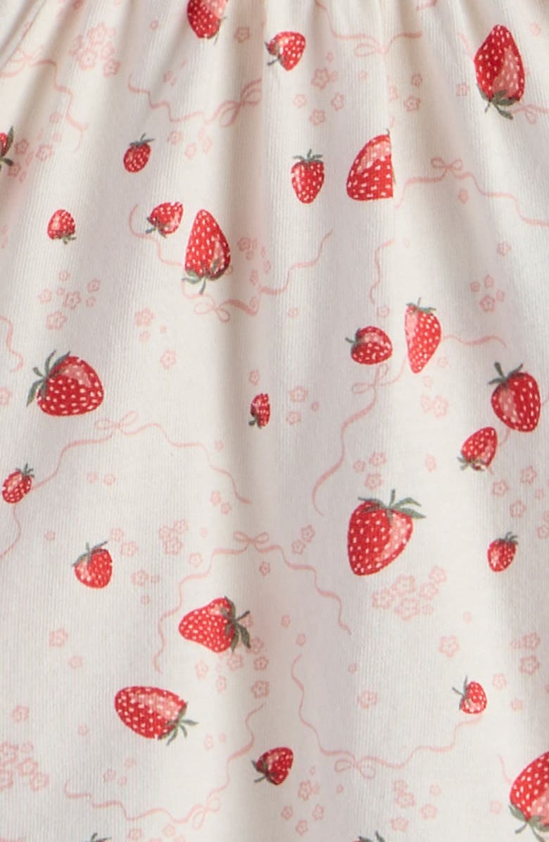 Nordstrom Print Cotton Flutter Sleeve Top & Skort Set, Alternate, color, Ivory Egret Strawberry Bows