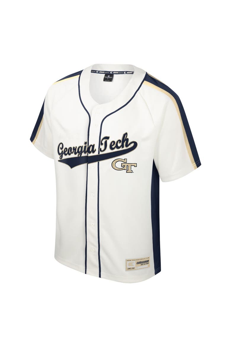 Men's Colosseum Cream Georgia Tech Yellow Jackets Ruth Button-Up Baseball Jersey, Alternate, color, Cream