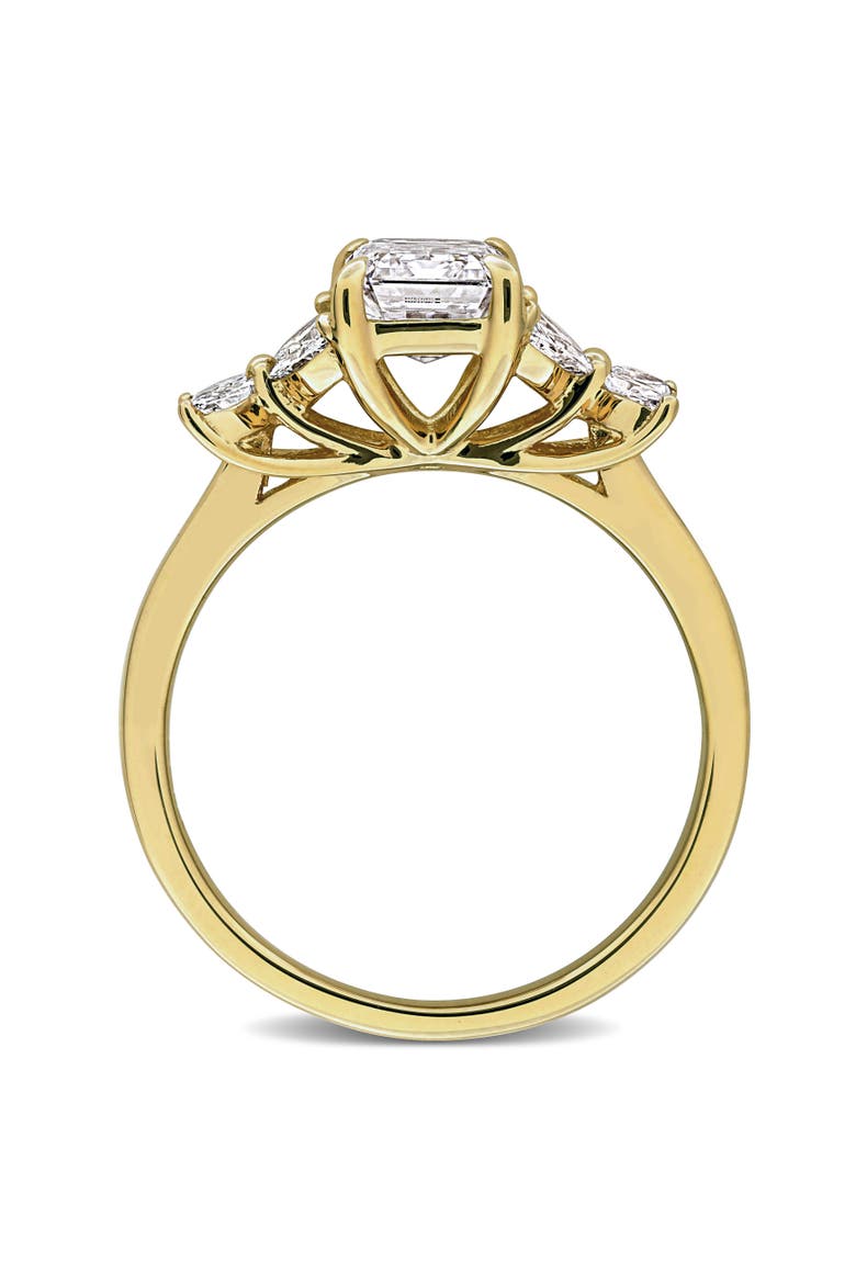 Lab-Grown Diamond Emerald Cluster Ring 14k, Alternate, color, Yellow Gold