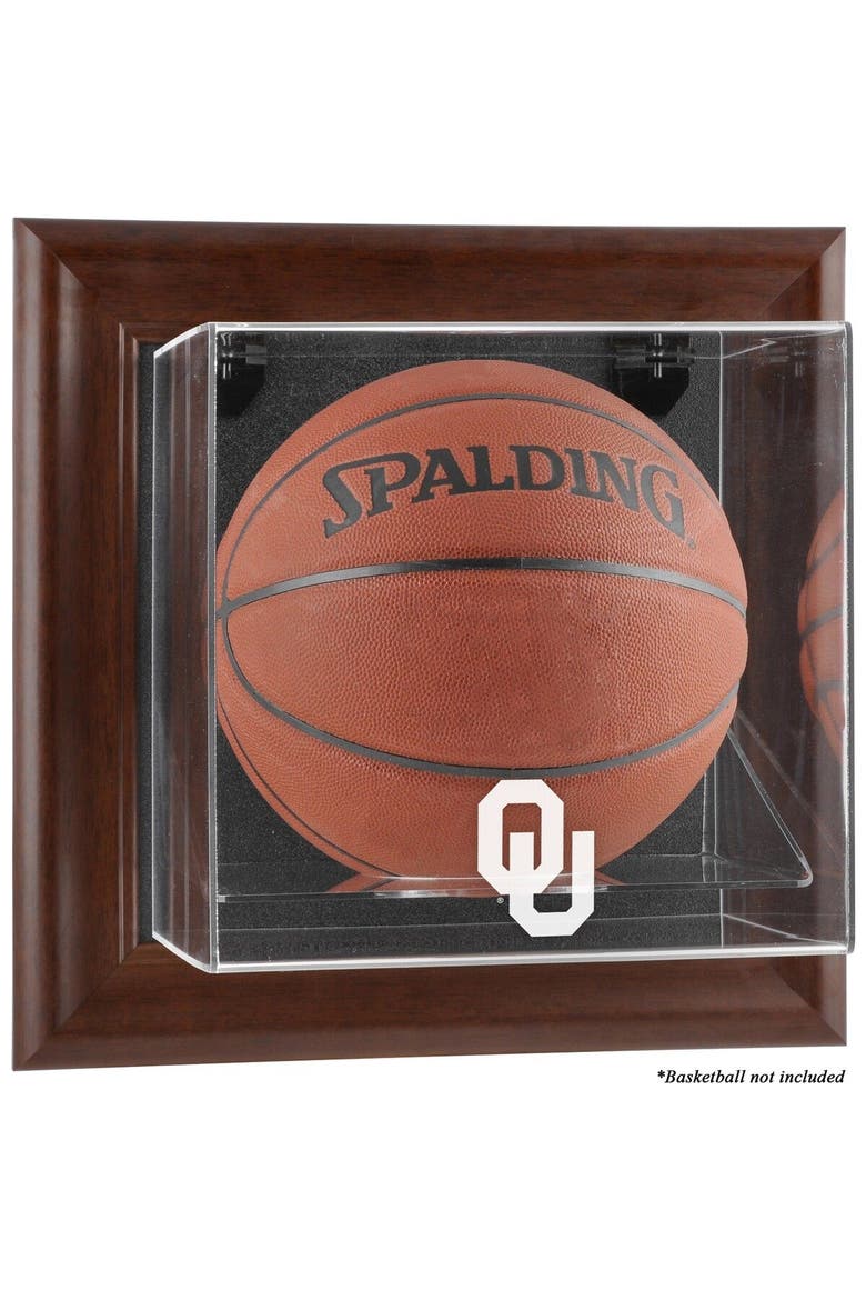 Oklahoma Sooners Brown Framed Wall-Mountable Basketball Display Case, Main, color, Brown